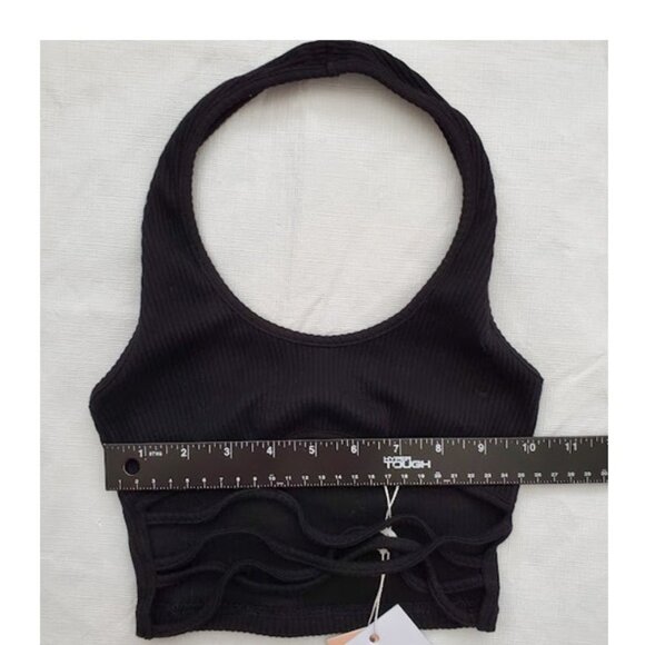 NWT Tiger Mist Black Halter Tank Bandage Top Cropped Strappy Midriff Size XS - Picture 6 of 11